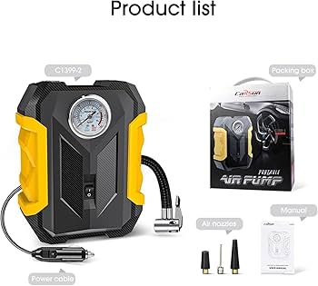 Bomba de aire portátil 12v con linterna LED digital MD